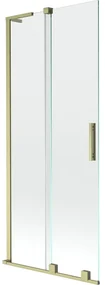 Mexen Velar L parawan nawannowy 2-skrzydłowy rozsuwany 80 x 150 cm, transparent, złoty szczotkowany - 896-080-003-01-55