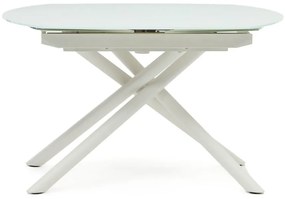 Biały rozkładany stół ze szklanym blatem 100x130 cm Yodalia – Kave Home