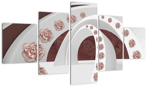 Obraz - Chmury 3D z kwiatami (125x70 cm)
