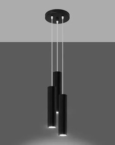 Czarna lampa wisząca tuba nad wyspę - 8X S755 E2-B32
