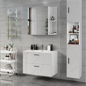 Zestaw mebli łazienkowych biały/biały wysoki połysk 80x44.6x57 irma