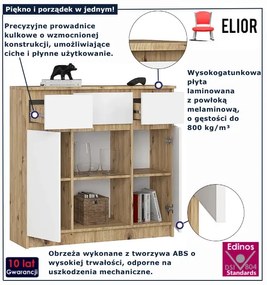 Wąska minimalistyczna komoda dąb artisan + biały S2-B91
