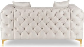 Sofa SORRENTO 2S Dwuosobowa Kremowa Welurowa Nowoczesna Glamour