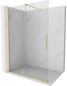 Mexen Velar ścianka prysznicowa rozsuwana Walk-in 130 x 200 cm, transparent 8 mm, złota szczotkowana - 871-130-000-03-55