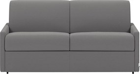 Kanapa 3-osobowa rozkładana typu express z jasnoszarej tkaniny z siedziskiem z pianki z pamięcią kształtu - Powierzchnia spania 140 cm - Materac 22 cm z pianki ą termoplastyczną CALIFE