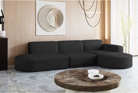 Narożnik w kształcie L Modena L, tkanina Poso, Czarny, Prawy