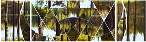 Obraz - Geometryczny kolaż na tle nordyckich lasów (170x50 cm)