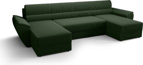 Rozkładana sofa narożna w kształcie U TAVERO 321x140 cm, ciemnozielona