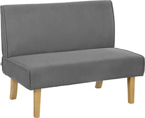 HOMCOM Dwuosobowa Sofa z Obiciem Kordowym, Gruba Tapicerka i Solidne Drewniane Nogi do Salonu, Sypialni, Biura, Szary