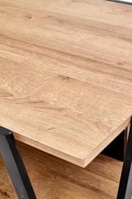 Ława prostokątna dąb złoty/czarna z półką 113/63/45 cm VOLTA