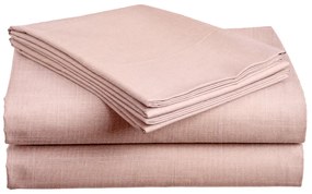 PrzytulneMieszkanie.pl Bawełniana prześcieradło SLUB 140x240 cm jasnoróżowe, 100% bawełna Rozmiar: 140 x 240 cm