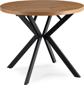 Stół rozkładany w stylu industrialnym Lugo 90-190 cm, dąb złoty/czarny