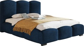 Łóżko dwuosobowe 180x200 Roma z pojemnikiem - łóżko tapicerowane, stelaż metalowy, welur - niebieski (Kronos 09)