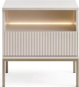 Stolik nocny Shark 54 cm nowoczesny ryflowany MDF szafka nocna do sypialni elegancka z ABS
