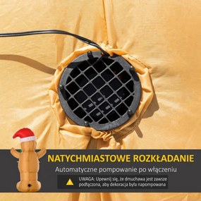 HOMCOM Nadmuchiwana dekoracja 183 cm – Piernikowy ludzik z kokardą, 3 LED, wbudowana dmuchawa