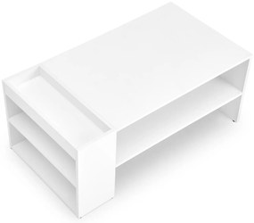 Prostokątna ława z dodatkowymi półkami biała 100/55/42 MURCIA