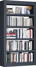 Metalowa biblioteczka, 1750 × 915 × 300 mm, czarna