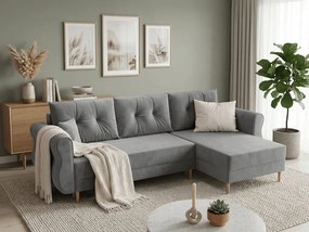 PROMOCJA Rozkładana narożna sofa dwustronna do L SILVIANO 230x140 cm, szara II. jakość