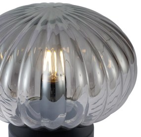 Designerska lampa stołowa czarna z przydymionym szkłem - MochiDesignerski Oswietlenie wewnetrzne