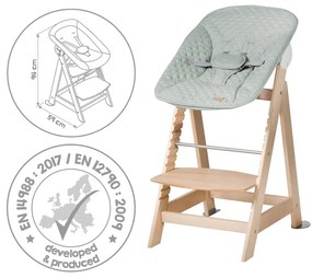 Jasnozielono-naturalne krzesełko do karmienia Style Born Up 2in1 – Roba