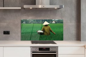 Szklany Panel Człowiek Odpoczywający na Trawie