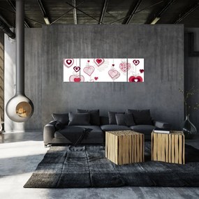 Obraz malowanych serc (170x50 cm)