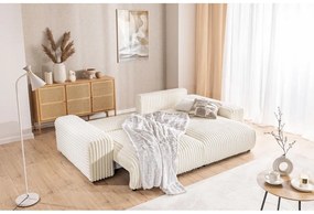 Kremowy sztruksowy rozkładany narożnik ze schowkiem (prawostronny) Sarina – Ropez