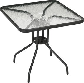 Kwadratowy stół ogrodowy Outsunny 76x76 cm z otworem na parasol, odporny na warunki pogodowe, czarny