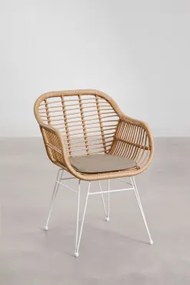 Krzesło Ogrodowe Z Wikliny Syntetycznej Zole Biała & Mokka Brąz - Sklum