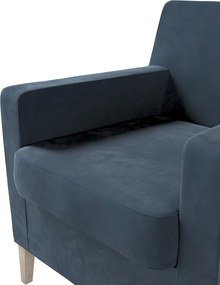 Pokrowiec na fotel Karlstad kolor niebieski tkanina połyskliwa, welwetowa