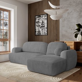 Masseno Narożnik MODENZA z funkcją spania i pojemnikiem na pościel Narozniki L, Rozkładana sofa - Szary, POSO 60