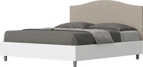 Łóżko bez stelaża 160x200 konstrukcja Frassino biała zagłówek sztucznej skóry Szaro-beżowy Grace