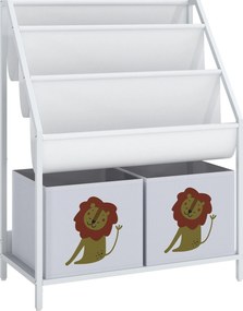 AIYAPLAY Regał na książki dla dzieci Regał dziecięcy z 2 otwartymi przegrodami 3 wiszące półki 60 x 30 x 76 cm Biały | Aosom PL