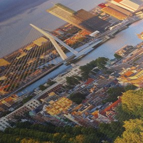Obraz - Panorama Rotterdamu, Holandia (z zegarem) (90x30 cm)