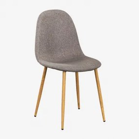 Krzesło Do Jadalni Tapicerowane Glamm Drewno Naturalne & Pościel Grey Taupe & Lino - Sklum