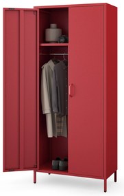 Szafa na ubrania metalowa czerwona FLAVIO, 800 x 1850 x 450 mm