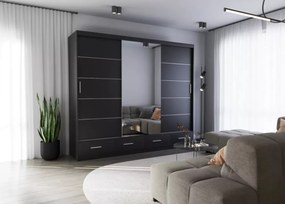 Szafa Lorenza 250 cm – duża szafa przesuwna z lustrem, 3 kolory mat i 2 połysk