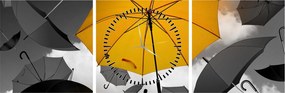 Obraz żółtego parasola (z zegarem) (90x30 cm)
