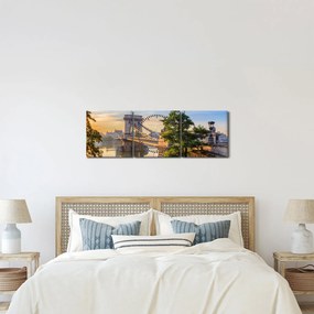 Obraz - Most nad rzeką, Budapeszt, Węgry (z zegarem) (90x30 cm)