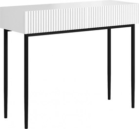 Toaletka Nicole 100 cm z szufladami - biały mat / czarne nóżki