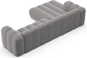 Szary narożnik z tkaniny szenilowej (lewostronny/z szezlongiem) Lupine – Micadoni