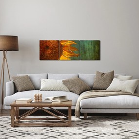 Obraz - Słonecznik (z zegarem) (90x30 cm)