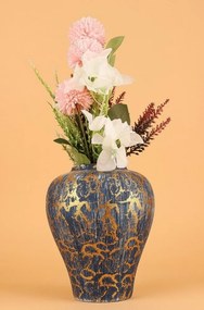Wazon ceramiczny YL744 Vesira niebieski/złoty