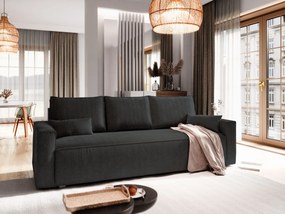 Masseno Sofa MENI z funkcją spania i pojemnikiem na pościel, Rozkładana sofa - Czarny, POSO 135
