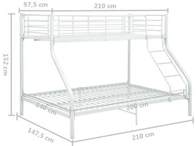 Łóżko piętrowe kolor biały metal 140x200 cm/90x200 cm Limo 9X