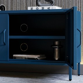 Szafka RTV metalowa na nóżkach granatowa Modern ROSA, 1150 x 595 x 400 mm
