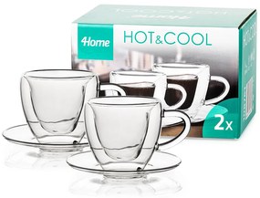 4Home Szklanka termiczna filiżanka ze spodkiem Heart Hot&Cool, 150 ml, 2 szt.