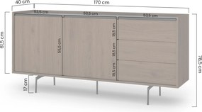 Komoda Zenar 170 cm z szufladami - orzech elegant / czarny