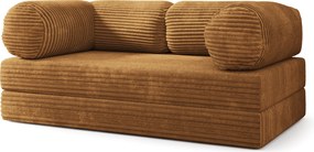 Masseno Sofa piankowa ALVIO z funkcją spania, Kanapa z pianki do salonu, Bezmontażowa, Tkanina sztruksowa – Miedziany TILIA 56