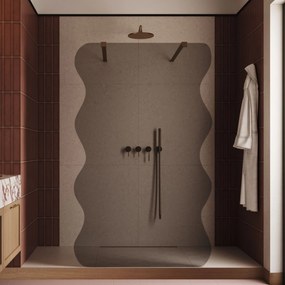 Ścianka prysznicowa Walk in szkło grafitowe falowane 8mm MOLIS Wave Duo Grafit MASSI | Różne rozmiary : Kolor profili kabiny - złoty, Szerokość ścianki - 70 cm, Typ montażu - WALK IN